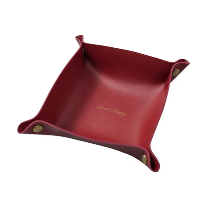 Nordic Leather Desktop Storage Tray Pu Leather Jewelry Cosmetic Key Storage Tray Desktop Folding Organizer Storage Box For Home