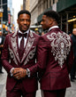 Handsome Rhinestone Diamond Wedding Suits For Men 2 Pieces Groom Male Blazers Customized Slim Fit men's suits and separates