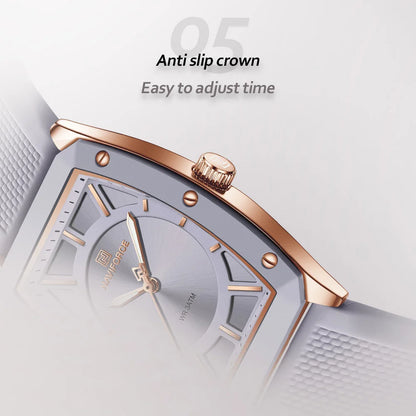 NAVIFORCE Women Quartz Watches Silicone Strap Student Sports Watch Big Dial Simple Tonneau Waterproof Wristwatches Dropshipping