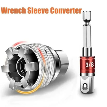 Adjustable Socket 3/8-3/4'' Universal Electric Wrench Sleeve Converter 10-19mm Socket Multifunctional Maintenance Drive Tool