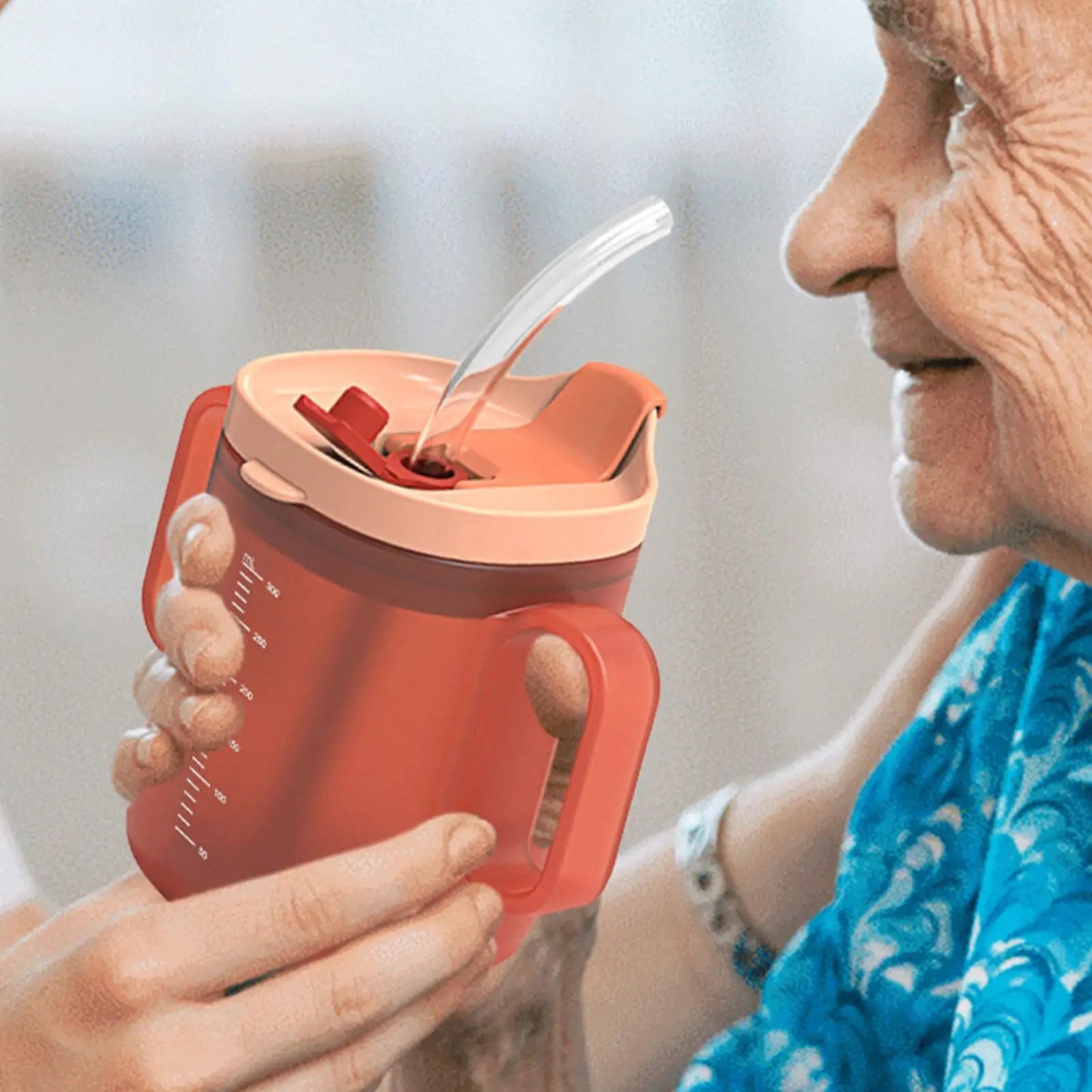 300ml Elderly Care Cup PP Water Cup With Handles Mugs Slowly release water Anti overflow Cup  Recovery Feeding Drinking Cup