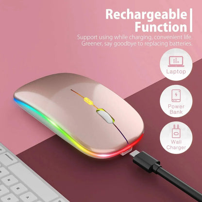 Rechargeable Wireless Mouse Bluetooth-compatible 2.4GHz Dual Modes Computer Mice with Nano Receiver for PC Laptop Macbook