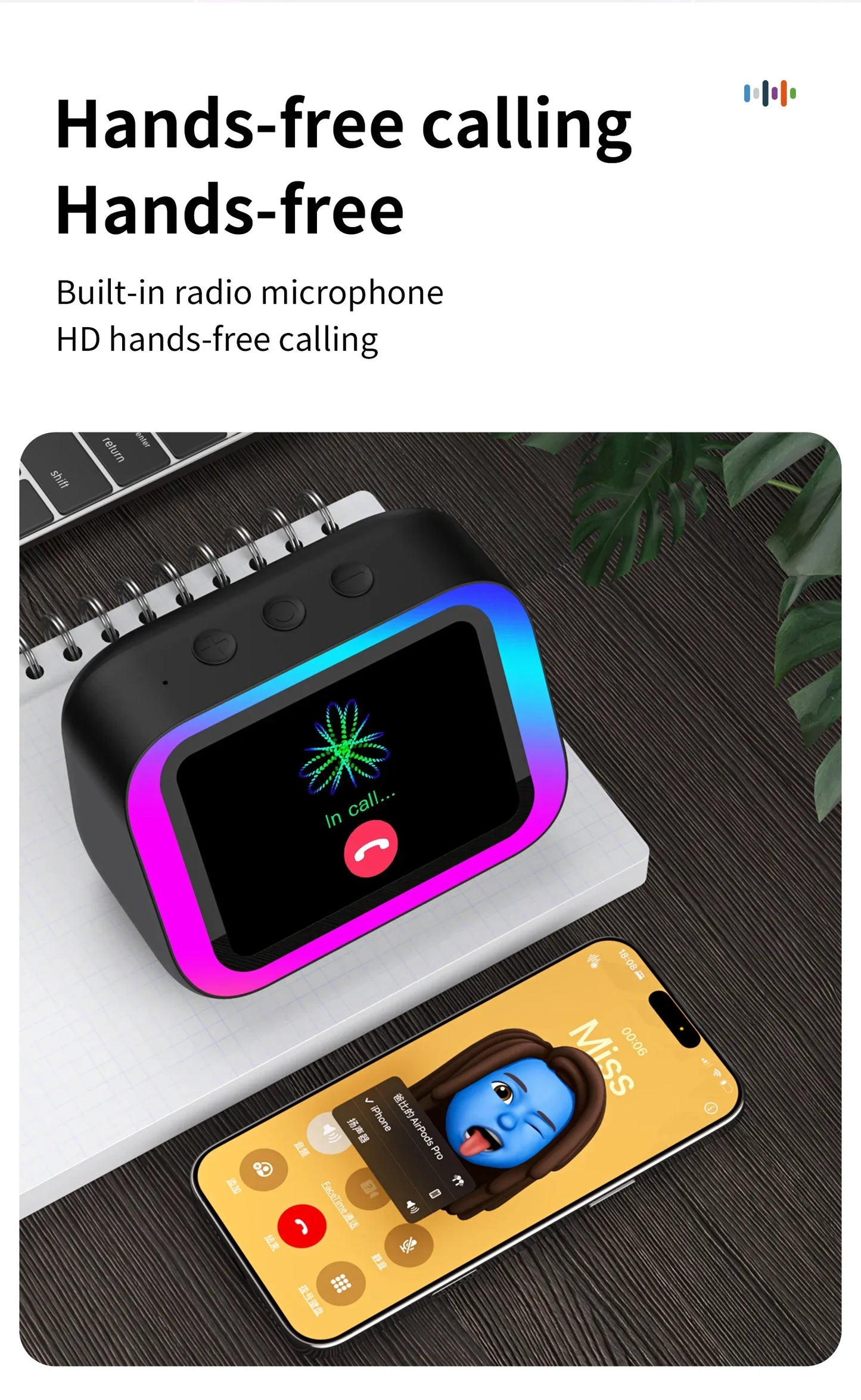 AI Smart Bluetooth 5.4 Speaker HD Touch Screen Display Electronic Album Alarm Clock Hi-fi Stereo Sound Voice Speaking Assistant