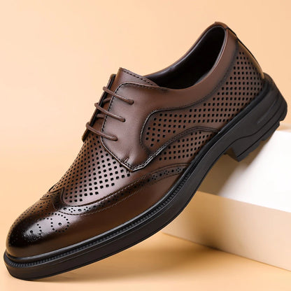 Summer New Leather Shoes Men's Business Hollow Holes Soft Bottom Men's Sandals Formal Wear Breathable Office Dress Shoes for Men