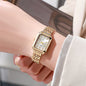 Luxury Ladies Fashion Quartz Watch Simple Scale Square Quality Gold Plated Women Watches Business Stainless Steel Folding Clock