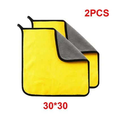 1/2/6pcs Microfiber Cleaning Towel Thicken Soft Drying Cloth Car Body Washing Towels Double Layer Clean Rags Car Accessories