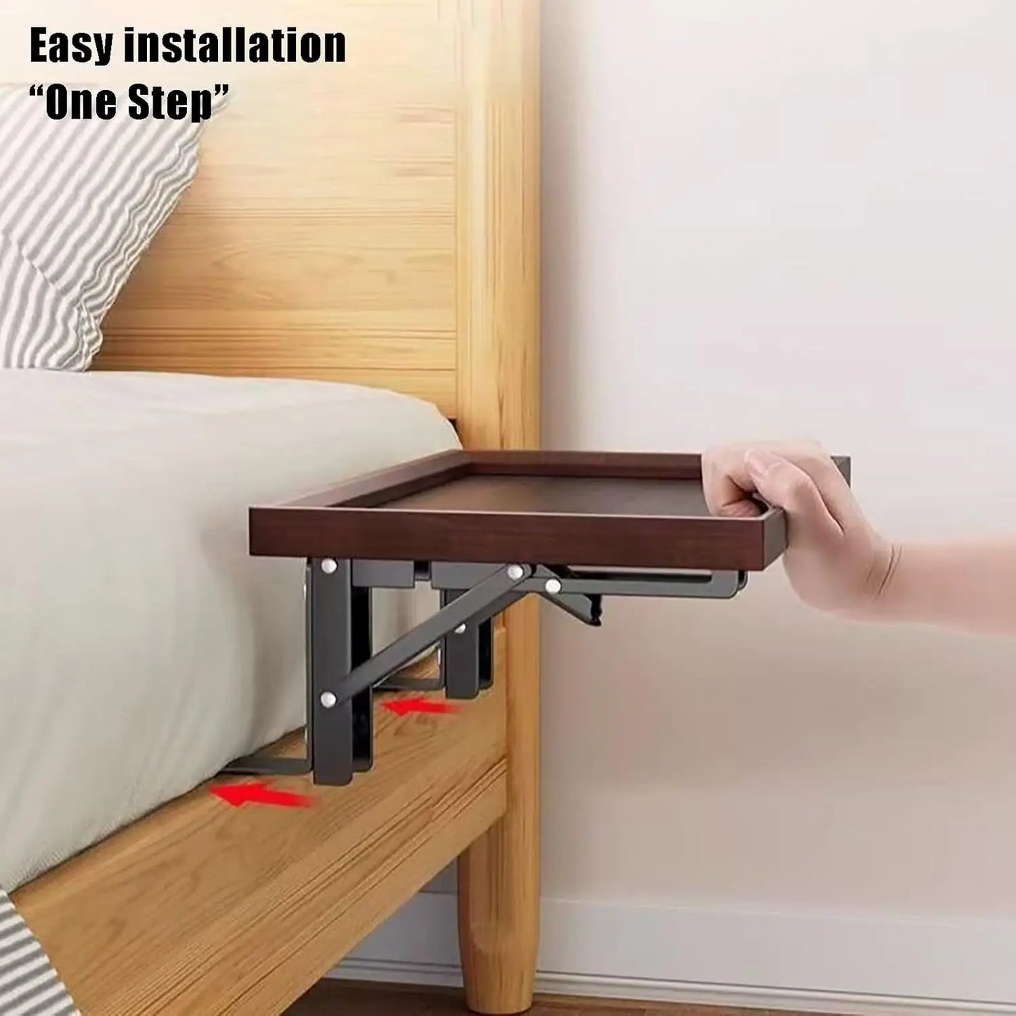 Foldable Bedside Shelf Bed Table Shelf for Top Bunk Bed Side Table Tray for College Dorm Room Loft Nightstand Organizer Tray