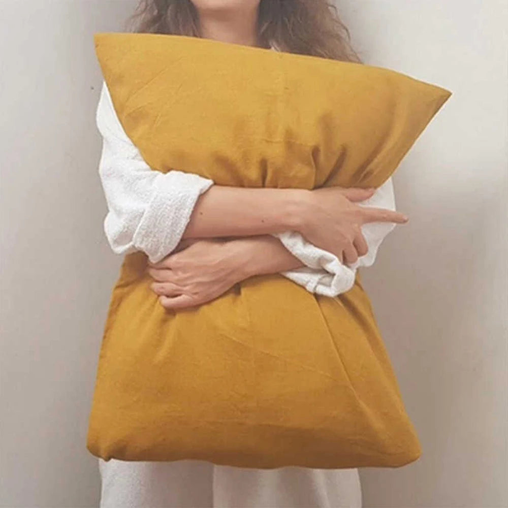 100% French Linen Soft Breathable Pillow Covers Decorative Square Throw Pillow Covers for Bed Couch Sofa Envelope Closure