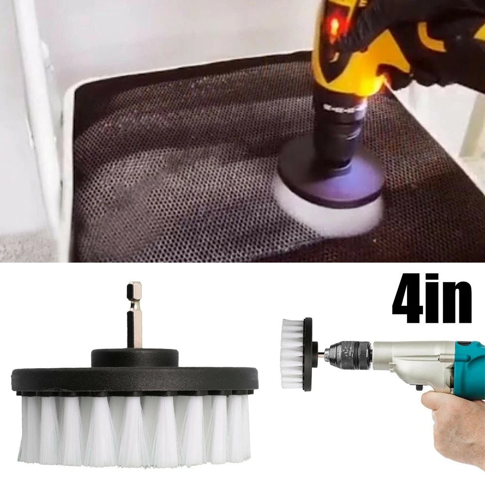 1pc Soft Drill Brush Attachment 4inch For Cleaning Carpet & Leather And Upholstery Glass Car Tires Electric Scrubber Drill