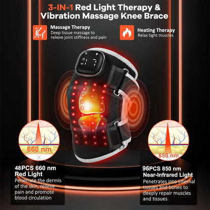 Infrared Heating Vibration Brace USB Plug In 660nm 850nm Red Light Pad for Knee Shoulder Elbow Joint Relax