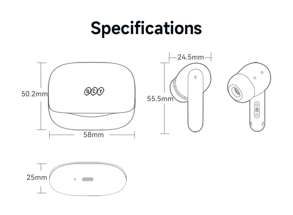 QCY Melobuds N50 ANC Bluetooth 5.4 Słuchawki Bezprzewodowe z Aktywną Redukcją Szumów 6 Mikrofonów Czyste Połączenia Wielopunktowe