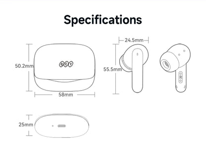 QCY Melobuds N50 ANC Bluetooth 5.4 Słuchawki Bezprzewodowe z Aktywną Redukcją Szumów 6 Mikrofonów Czyste Połączenia Wielopunktowe