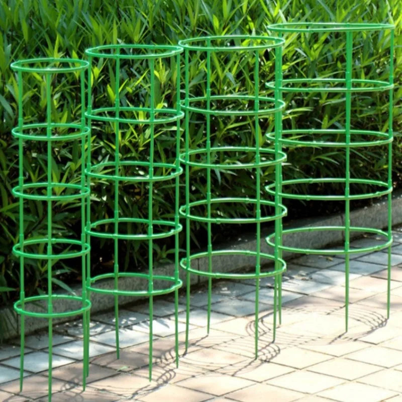 2-6Set Plant Support Plant Stakes Round Plant Support Ring Plastic Plant Cage Holder Flower Pot Climbing Trellis Gardening Tools