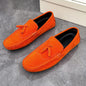 Loafer Men Orange Loafers Tassel Decor Slip on Driving Shoes Casual Business Moccasins Breathable Male Footwear Loafers