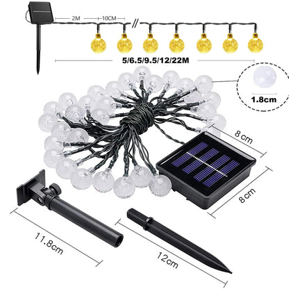 LED Solar Light String Outdoor Waterproof Christmas Decoration 200led Crystal Ball Camping Fairy Garland Garden Party Lamp