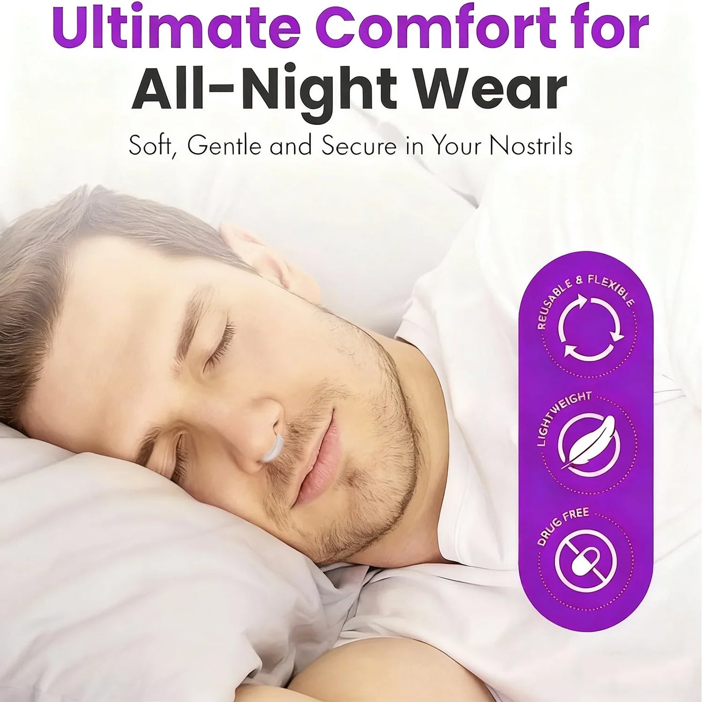 Silicone Anti Snoring Nose Clip Elastic Nasal Dilator for Better Sleep Improved Airflow Travel Home Use Comfort