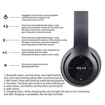 Handsfree Wireless Headphones Noise Canceling Headphone Earphone P47 headset Bluetooth HeadPhone for iPhone Huawei Samsung Redmi