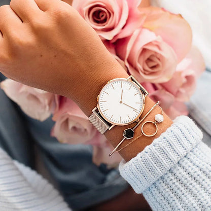 Ultra-thin Fashion Watch Women Luxury Metal Mesh Belt Ladies Quartz Wristwatches Minimalist Elegant Woman Watches reloj mujer