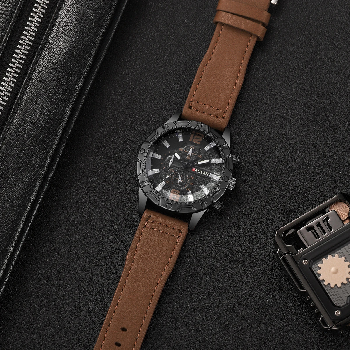 1/5PCS Men Fashion Sports Leather Strap Wristwatch Business Arabic Numeral Dial Quartz Watches Reloj Mujer（Without Box）