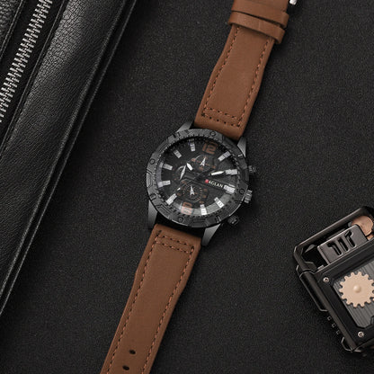 1/5PCS Men Fashion Sports Leather Strap Wristwatch Business Arabic Numeral Dial Quartz Watches Reloj Mujer（Without Box）