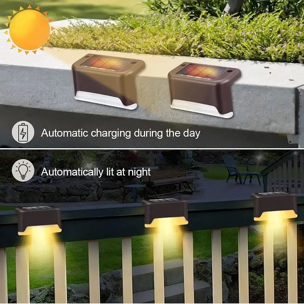 1~20PCs Solar Deck Lights Outdoor Waterproof LED Fence Lights Garden Step Lamp for Patio Stairs Railing Pathway Fences