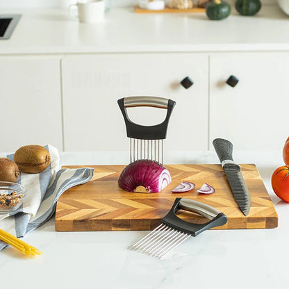 1Pcs Colorful Onion Slicer with Stainless Steel Holder Easy Onion Chopper for Potatoes or Vegetables Kitchen Accessories Tools