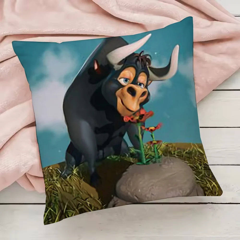 Cute Cartoon Ferdinand Pillow Case Pillowcase Anti-dustmite Pillow Invisible zipper silky short plush Sofa cushion cover