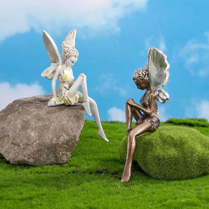 Flower Fairy Statue Ornament Figurines With Wings Outdoor Garden Resin Craft Landscaping Yard Decoration Fast Delivery