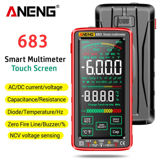 ANENG 683 Smart Multimeter Rechargeable High-end Touch 6000 Counts Multimetro Test Multitester AC/DC Voltage Tester Current Tool