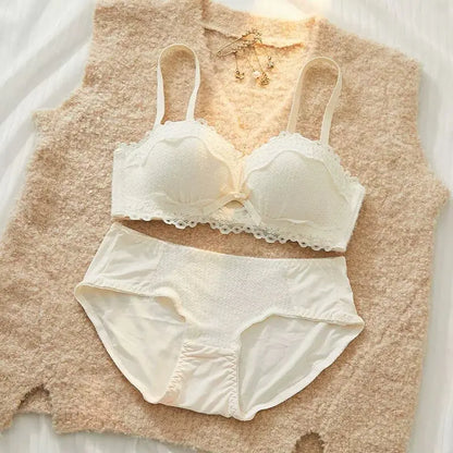 YEMOMO Lace Sexy Bra Set Padded Push Up Small Bust Lift Shaping Half Cup Concealed Bottom Intimate Underwear Set for Women  S-XL