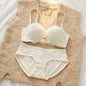 YEMOMO Lace Sexy Bra Set Padded Push Up Small Bust Lift Shaping Half Cup Concealed Bottom Intimate Underwear Set for Women  S-XL
