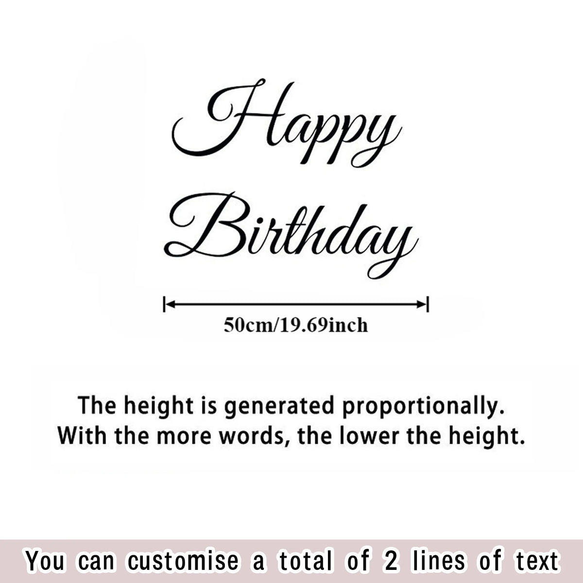 2lines/1Set Custom Birthday Party Backdrop Vinyl Stickers Waterproof Personalized Name Quote DIY Wall Mirror Decals Universal