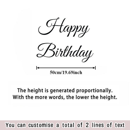 2lines/1Set Custom Birthday Party Backdrop Vinyl Stickers Waterproof Personalized Name Quote DIY Wall Mirror Decals Universal