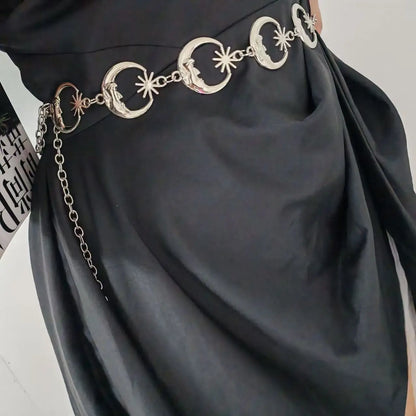 Fashion Golden Tassel Waist Chain Belt Female Bohemian Metal Punk Goth Moon Designer Belts for Women High Quality Dress Chains
