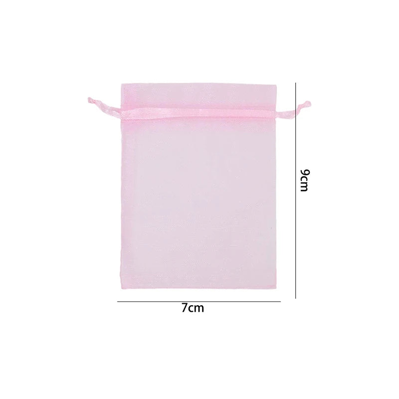 100/10pcs Multi-size Organza Bags Transparent Mesh Jewelry Candy Pouches Wedding Party Baby Shower Gift Drawstring Packaging Bag