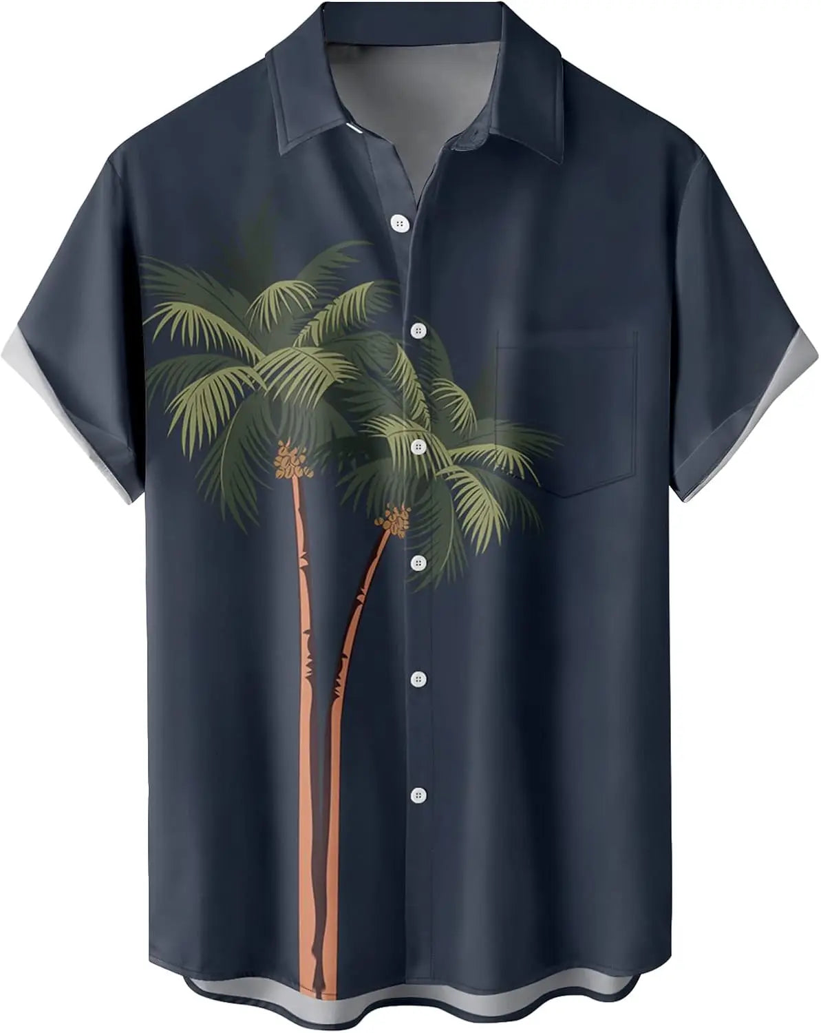 Summer Men's Gradient Sketch Coconut Tree 3D Printed Shirt, Vintage Hawaiian Tropical Quick Drying Loose Shirt