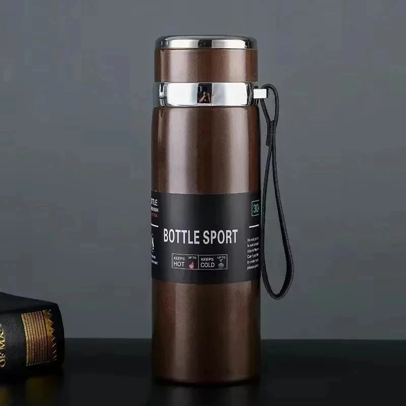 Portable 1L Stainless Steel Vacuum Flask, Insulated Water Thermos for Hot/Cold Coffee, Tea & Beverages