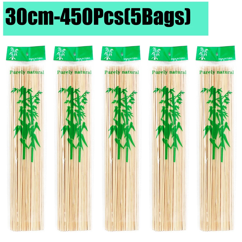 90-1350Pcs Bamboo Wooden BBQ Skewers Sticks Disposable 15/20/25/30cm for Grilling, Fruit, Kabob,BBQ, Barbecue, Camping, Outdoor