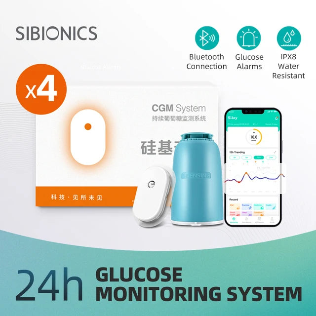 Sibionics Blood Glucose Meter 24h Real Time Monitoring Tester Diabetes Suger Sensor Health Monitors For Home Scanner Finger-Free