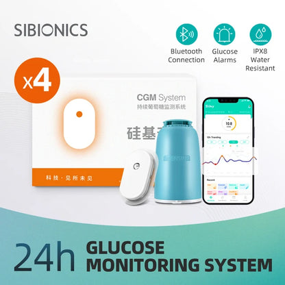 Sibionics Blood Glucose Meter 24h Real Time Monitoring Tester Diabetes Suger Sensor Health Monitors For Home Scanner Finger-Free