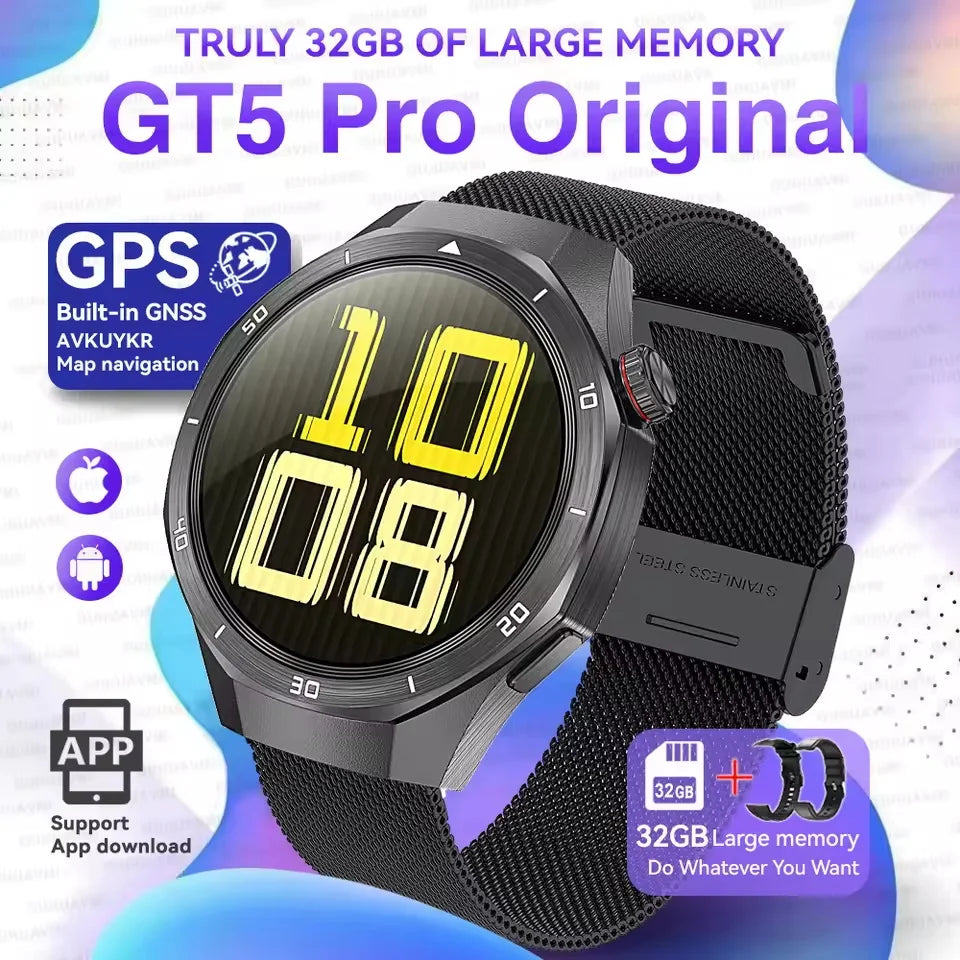 2025 NEW Fashion Men 32GB Big Memory SmartWatch APP Download TWS 3D Menu GPS Navigation Video Play Motion HD Call Watch GUHUAVMI