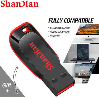 High Speed Genuine USB Flash Drive 128GB Black Pen Drive with Bonus Keychain 64GB Memory Stick 32GB Business Gift 16GB
