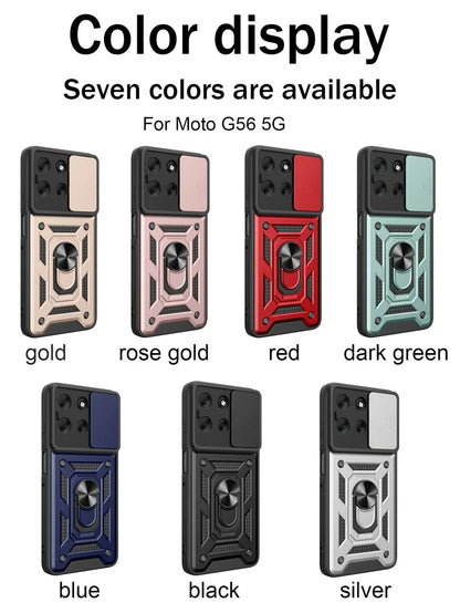 Armor Case For Motorola Moto G56 G86 5G G15 G35 G55 G75 G85 G04 G24 G54 G84 E14 E15 Lens Protect Cover Ring Stand Holder Fundas