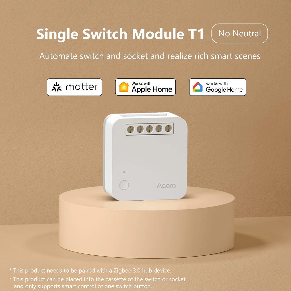 Aqara Single Switch module T1 Zigbee 3.0 No Neutral Single Channel Relay Controller for Smart Home Timers Remote Control Homekit