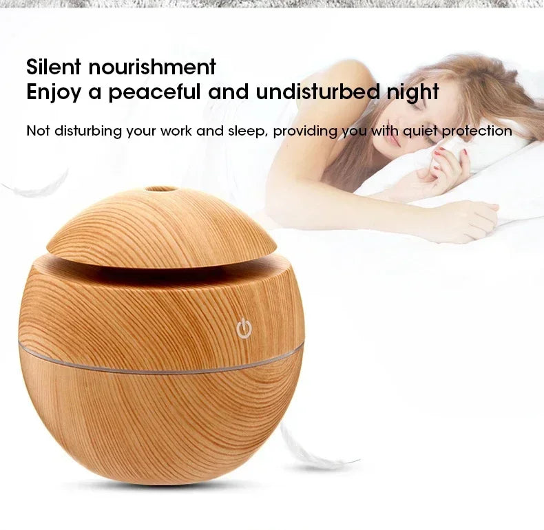Woodgrain USB Essential Oil Diffuser Mini Ultrasonic Aromatherapy Humidifier Portable Desktop Air Mist Maker For Home Office