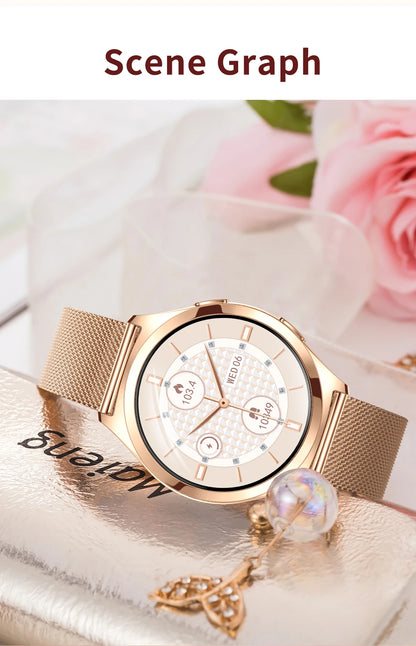 LIGE Luxury Smart Watch For Woman 1.27" Bluetooth Call Custom Dial Women's Bracelet Sports Health Monitor Smartwatch Ladies Gift