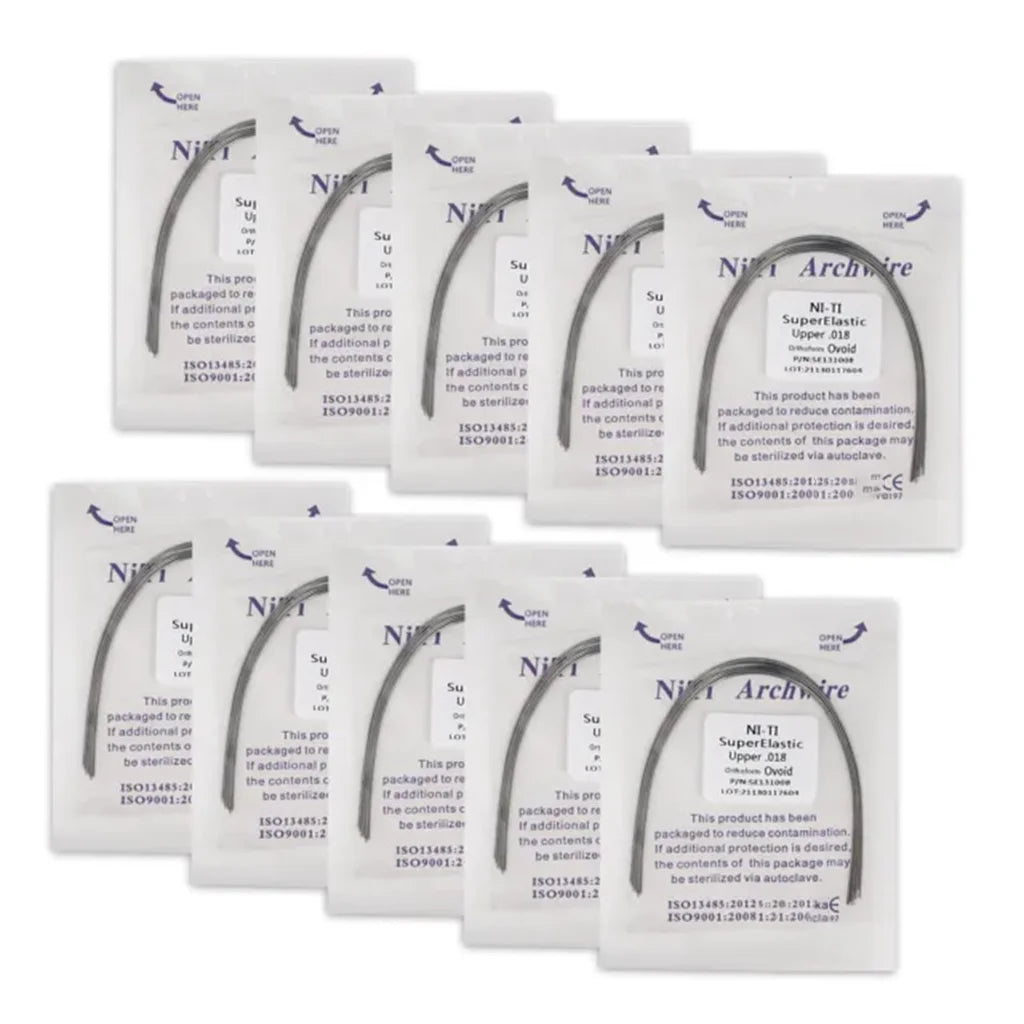100Pcs/10Packs Dental Orthodontic Ovoid Form Archwires Niti Super Elastic Round Rectangular Wire 012/014/016/018/16X16/16X22