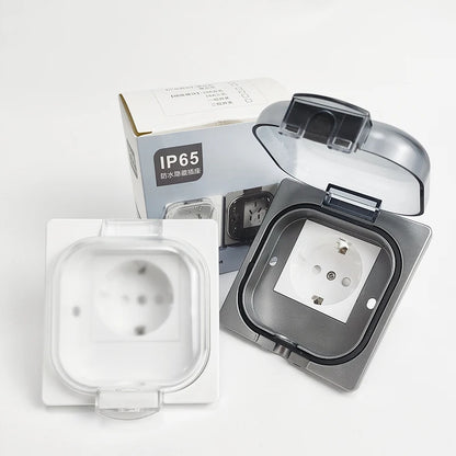IP65 Waterproof Outdoor Socket, 16A High Power Wall Plate, 250V US/Thai Style 10A Receptacle, Bathroom & Weatherproof Electrical