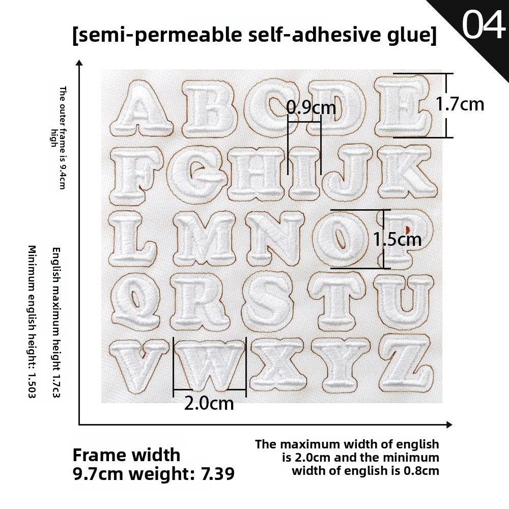 26pcs Small Letter Embroidered Patches Self-Adhesive Fabric Stickers Patche For Fabric, Clothes, Hat, Socks, Jeans,Backpacks
