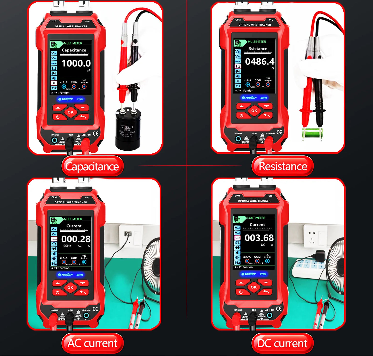 TOOLTOP Network Cable Tester 4 in 1 Multi-function Fiber Optical Power Meter Visual Fault Locator noise-free LAN Line Tracking